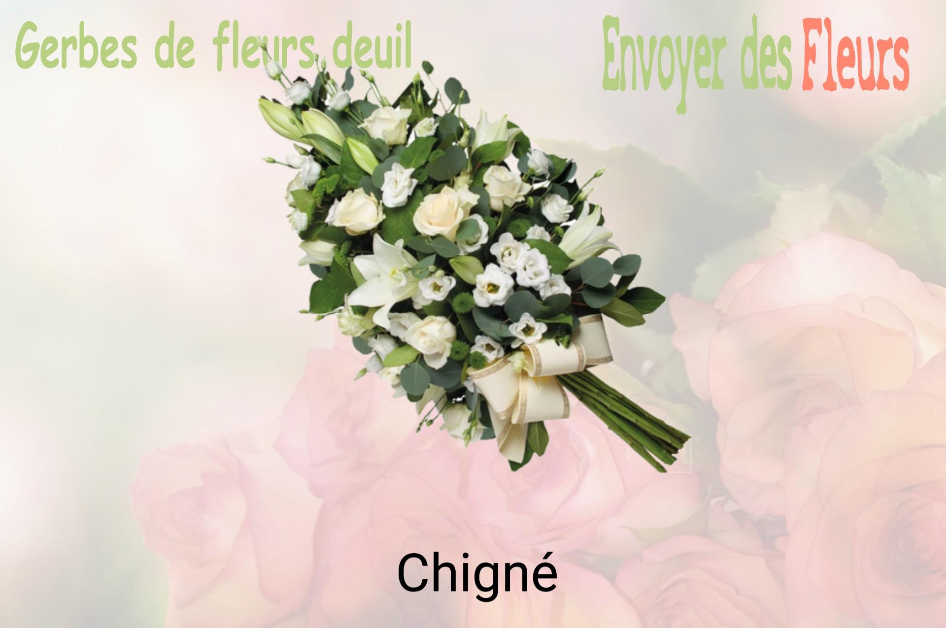 Gerbe de fleurs de deuil livrée à Chigné